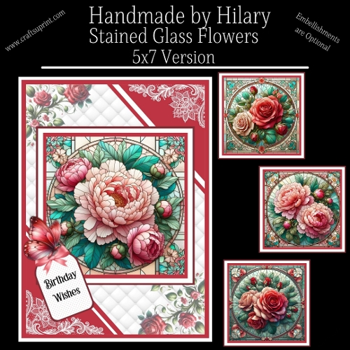 Stained Glass Flowers - 5x7 Version