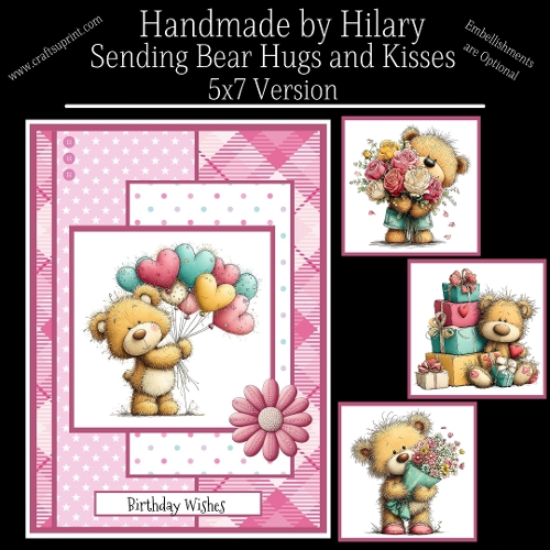 Sending Bear Hugs and Kisses - 5x7 Version