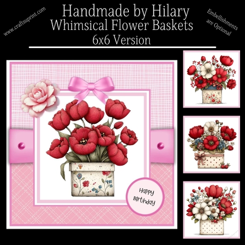 Whimsical Flower Baskets - 6x6 Version