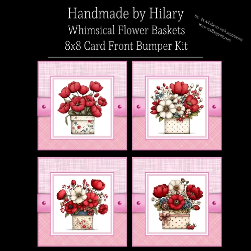 Whimsical Flower Baskets - 8x8 Card Fronts