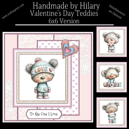 Valentines Day Teddies - 6x6 Version