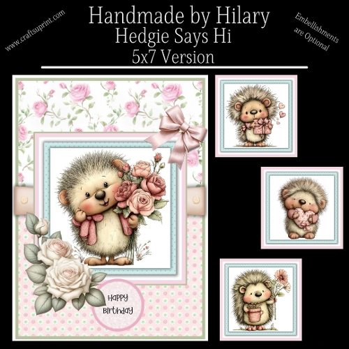 Hedgie Says Hi - 5x7 Version