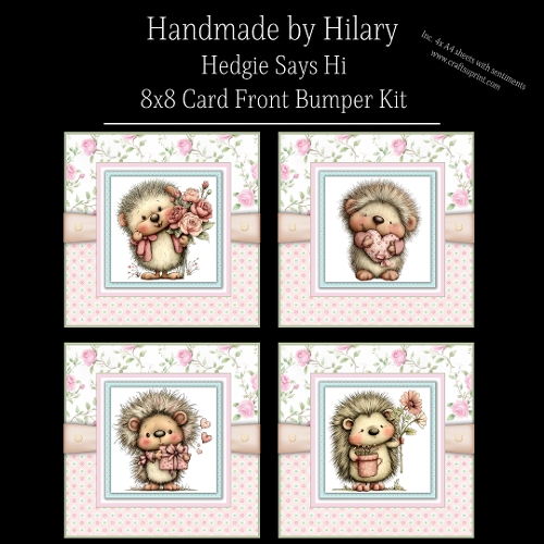 Hedgie Says Hi - 8x8 Card Fronts