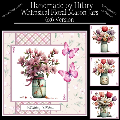 Whimsical Floral Mason Jars - 6x6 Version