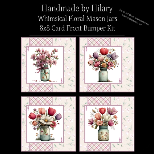 Whimsical Floral Mason Jars - 8x8 Card Fronts