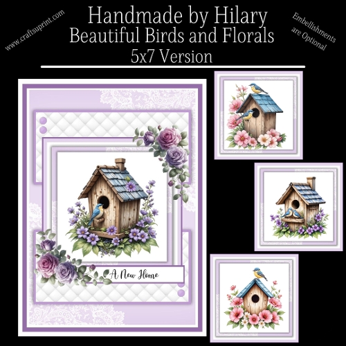 Beautiful Birds and Florals #2 - 5x7 Version