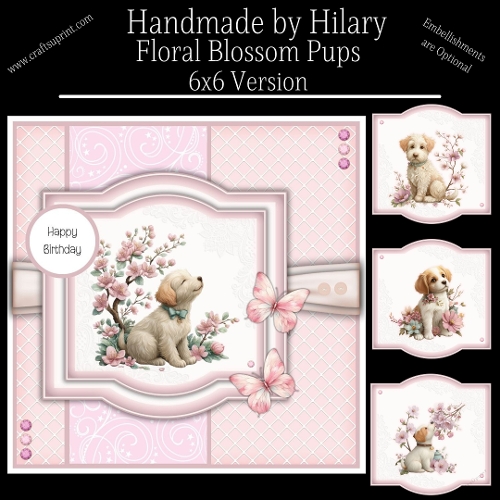 Floral Blossom Pups - 6x6 Version