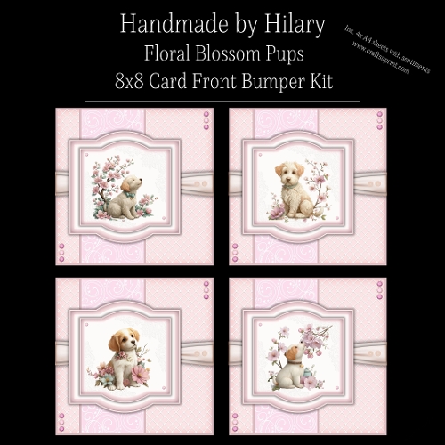 Floral Blossom Pups - 8x8 Card Fronts