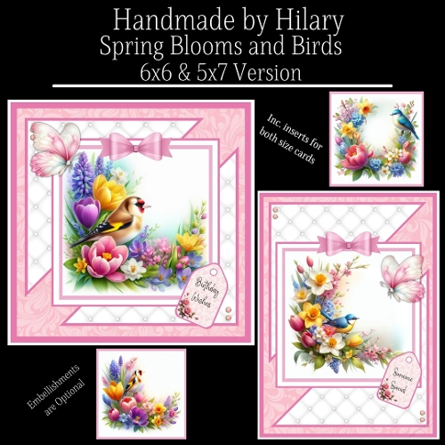Spring Blooms and Birds - 6x6 and 5x7 Version