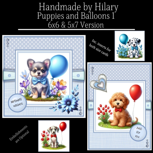 Puppies and Balloons 1 - 6x6 and 5x7 Version