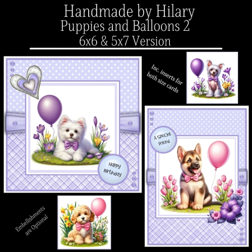 Puppies and Balloons 2 - 6x6 and 5x7 Version