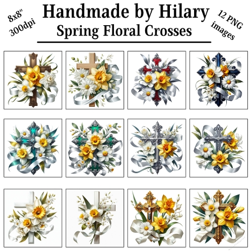 Spring Floral Crosses Clipart