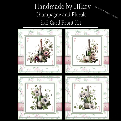 Champagne and Florals - 8x8 Card Fronts