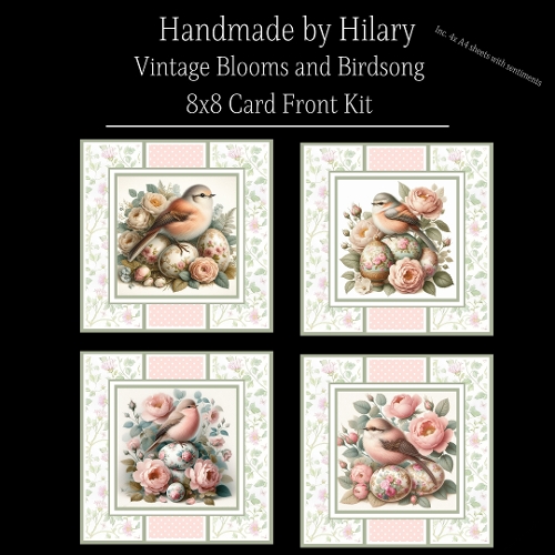 Vintage Blooms and Birdsong - 8x8 Card Fronts