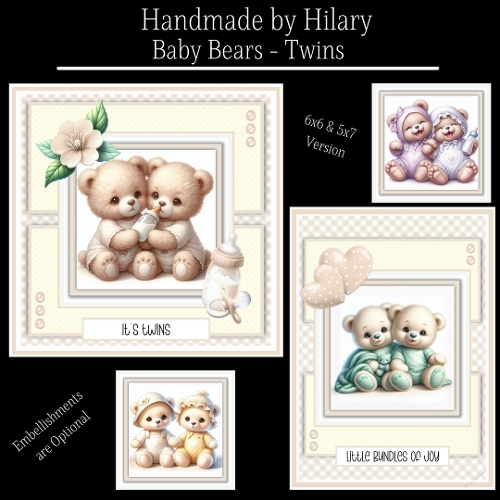 Baby Bears Twins - 6x6 and 5x7 Version