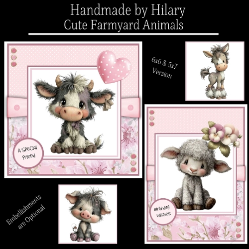 Cute Farmyard Animals - 6x6 and 5x7 Version