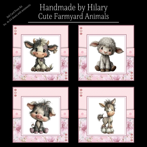 Cute Farmyard Animals - 8x8 Card Fronts