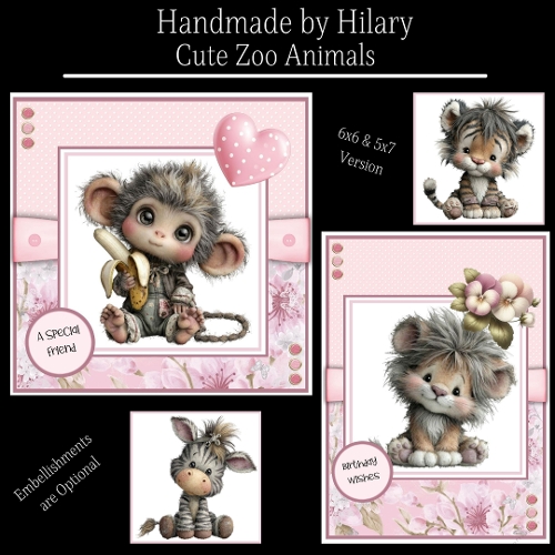 Cute Zoo Animals - 6x6 and 5x7 Version