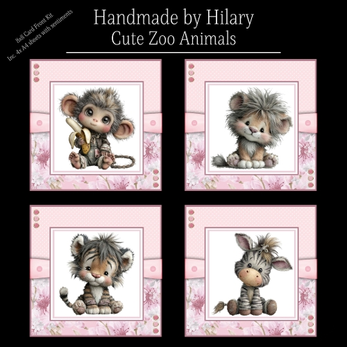 Cute Zoo Animals - 8x8 Card Fronts
