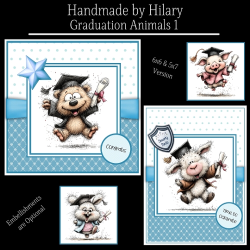 Graduation Animals 1 - 6x6 and 5x7 Version