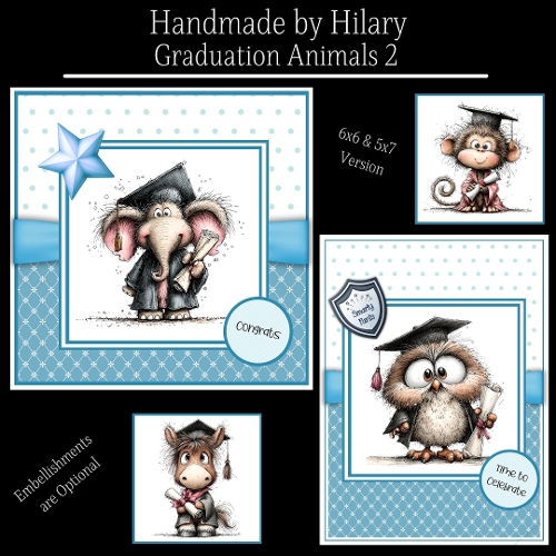 Graduation Animals 2 - 6x6 and 5x7 Version