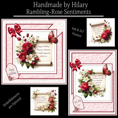 Rambling Rose Sentiments - 6x6 and 5x7 Version