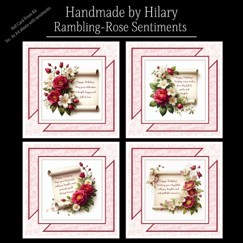 Rambling Rose Sentiments - 8x8 Card Fronts