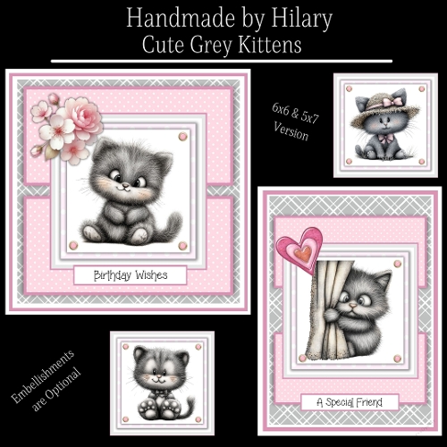 Cute Grey Kittens - 6x6 and 5x7 Version