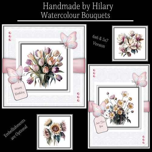 Watercolor Bouquets - 6x6 and 5x7 Version
