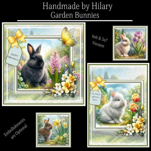 Garden Bunnies - 6x6 and 5x7 Version