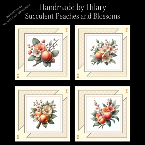 Succulent Peaches and Blossoms - 8x8 Card Fronts