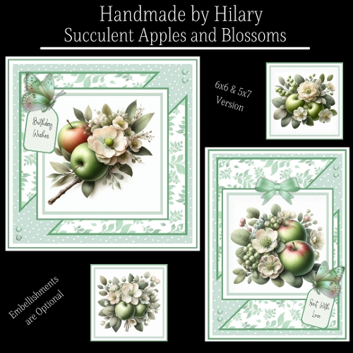 Succulent Apples and Blossoms - 6x6 and 5x7 Version