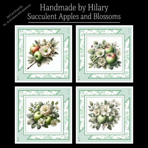 Succulent Apples and Blossoms - 8x8 Card Fronts