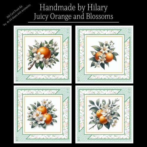 Juicy Orange and Blossoms - 8x8 Card Fronts