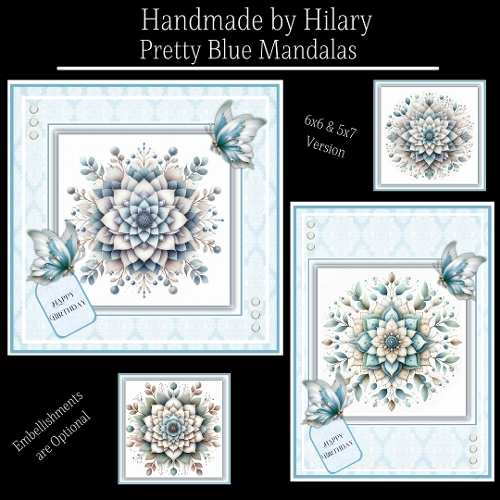 Pretty Blue Mandalas - 6x6 and 5x7