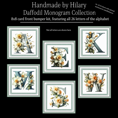 Daffodil Monogram Collection 8x8 Card Fronts