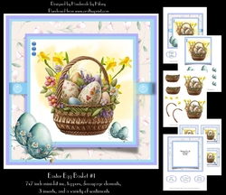 Easter Egg Basket #1 - 7x7 Inch Square Card Mini-kit