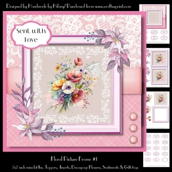 Floral Picture Frame #1 - 7x7 Inch Square Card