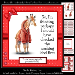 Giraffe Washing Day - 7x7 Square Card Kit