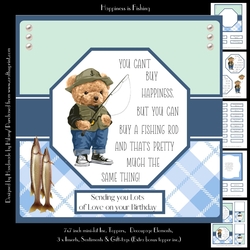 Happiness is Fishing (7x7 inch square card)