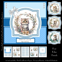 Four Feline Friends (7x7 inch square card)