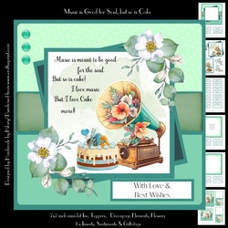 Music is Good for the Soul, But so is Cake (7x7 inch square card)