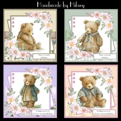Vintage Teddy Bears Bumper Kit - Makes 4 Cards (7x7 inch square cards)