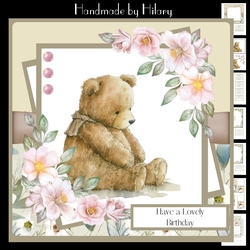 Vintage Teddy Bear #1 (7x7 inch square card kit)