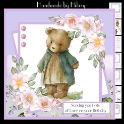Vintage Teddy Bear #3 (7x7 inch square card kit)