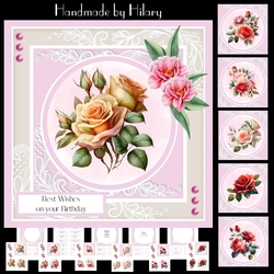 Roses and Lace - Makes 6 Cards (7x7 inch mini card kit)