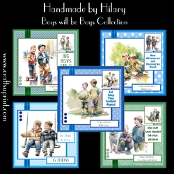 Boys will be Boys Bumper Collection - Makes 5 Cards (7x7 inch square card kits)