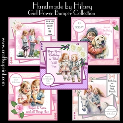 Girl Power Bumper Collection - Makes 5 Cards (7x7 inch square card kits)
