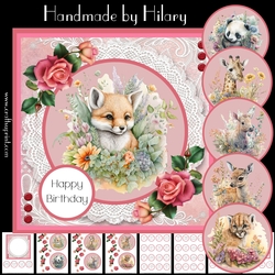 Cute Animals - Makes 6 Cards (7x7 inch square card kit)