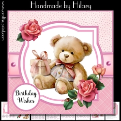 Birthday Bear #2 (7x7 inch square card)